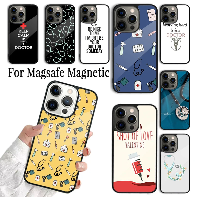 Phone Case For iPhone 16 15 14 13 12 11 Pro Max Plus Magsafe Magnetic Wireless Cover Medical Doctor Nurse Medicine Student