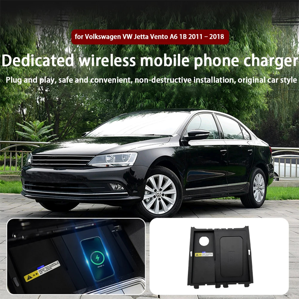 for Volkswagen VW Jetta Vento A6 1B 2011–2018 Center Console Storage Wireless Mobile Phone Charger QI 18W Magsafe Fast Charging
