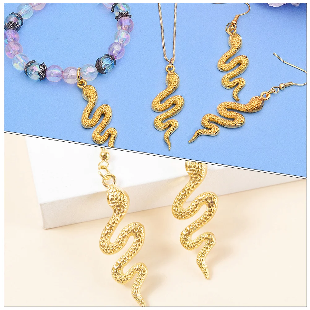 

32 Pcs Gold Snake Charm Alloy Pendant Locket Jewelry Charms Accessories Necklaces
