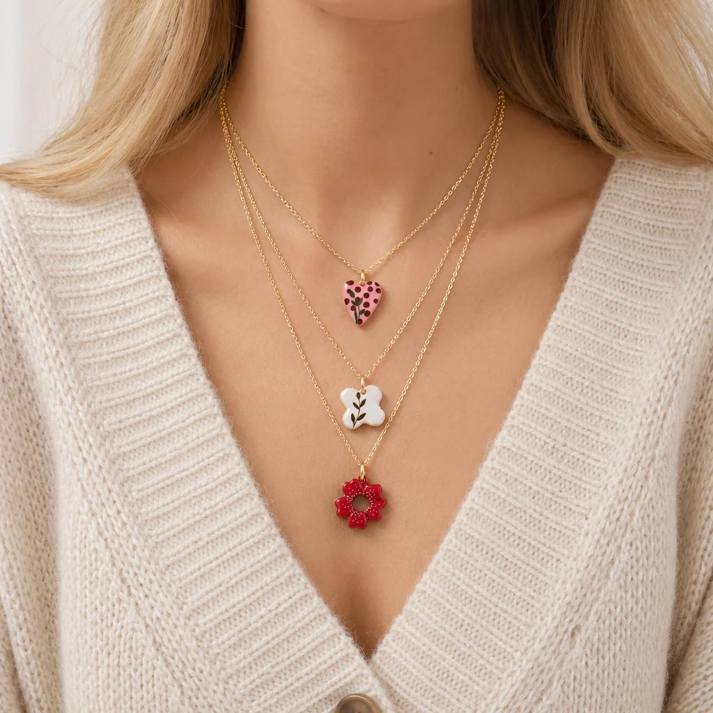 3 Stück Kupfer-Emaille-Schmuck, handgezeichnete Mini-Anhänger, Schmuck zum Selbermachen, Schmuckherstellung, Armband, Halskette, Ohrringe, Zubehör – Detail 5
