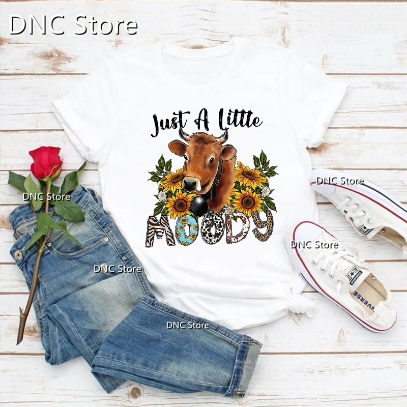 

Just A Girl Who Loves Cows. Interesting Flowers, Cows, Animal Prints Women T-Shirt Summer Fashion 90s Tshirt Cute Femme T-shirt