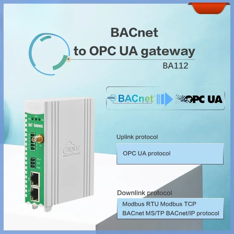 HVACs Monitoring Control BACnet MS/TP BACnet/IP to OPC UA BACnet Gateway