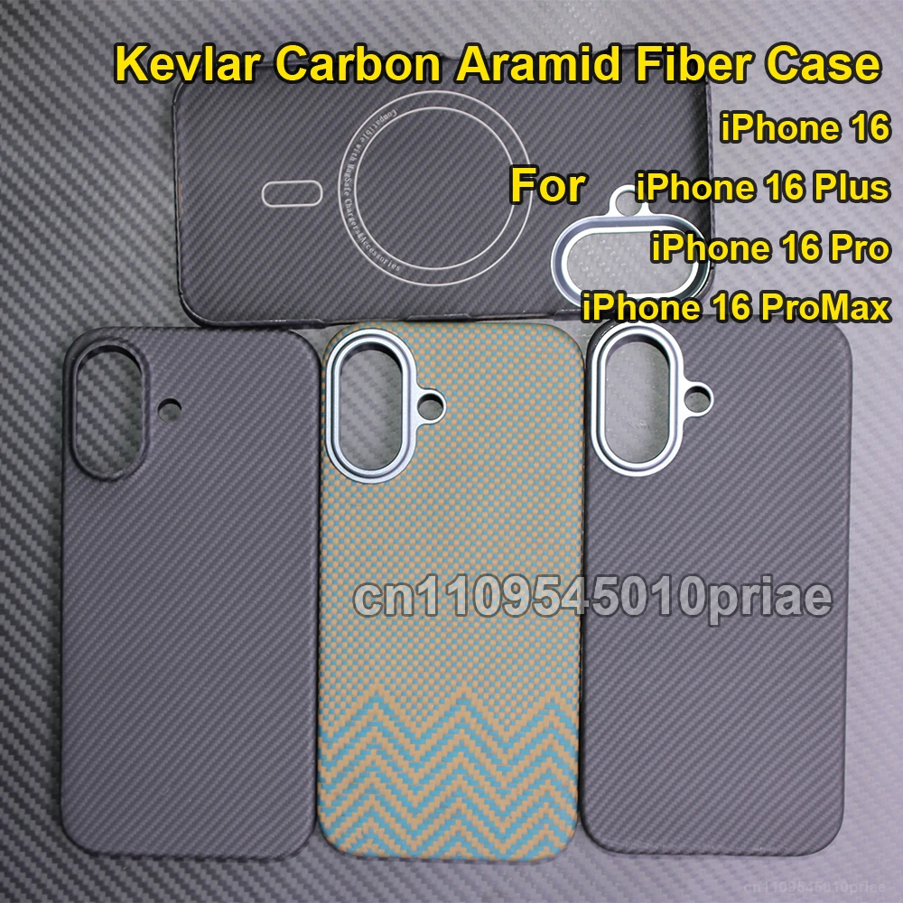 

For iphone 16 pro max/16 Pro/16 Plus/16 carbon case kevlar 600d aramid fiber thin hard cover magnetic balck Slim light red