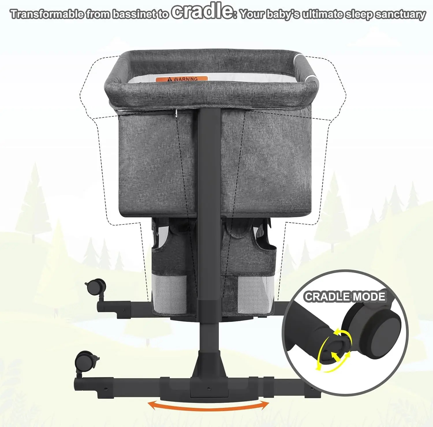 Baby Bassinet Bedside Sleeper with Diaper Changing Station + Mosquito Net + 16gallon Capacity Storage