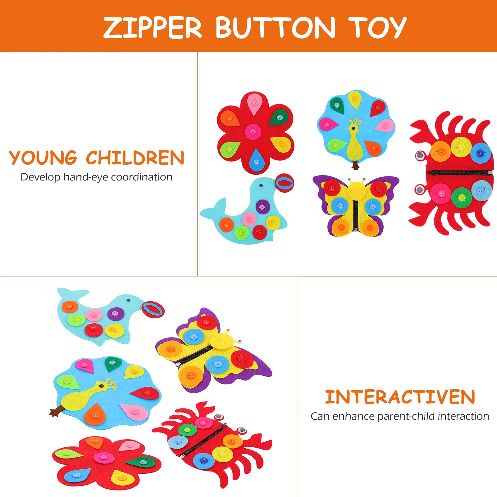 5Pcs Non Woven Fabric Board with Button Children Kids Early Learning Toys educational button board educational button board toy