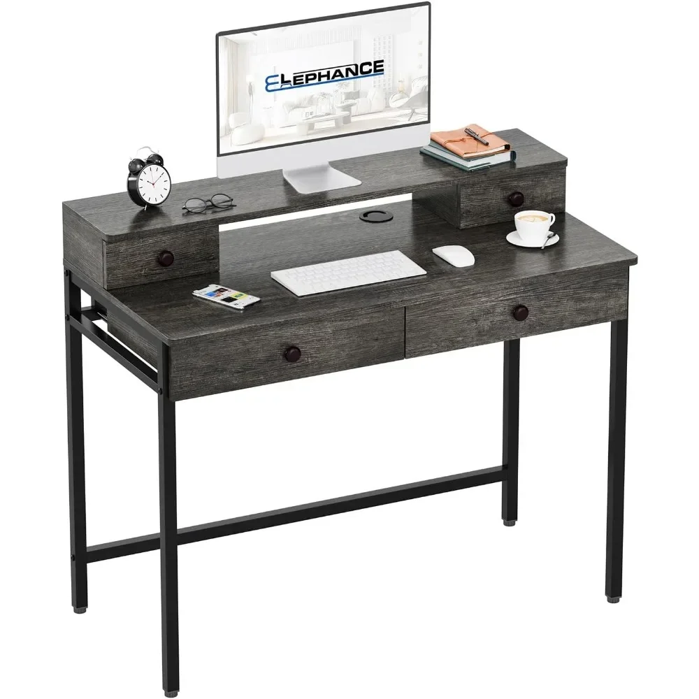 Elephance Small Computer Desk with Monitor Stand 39.37