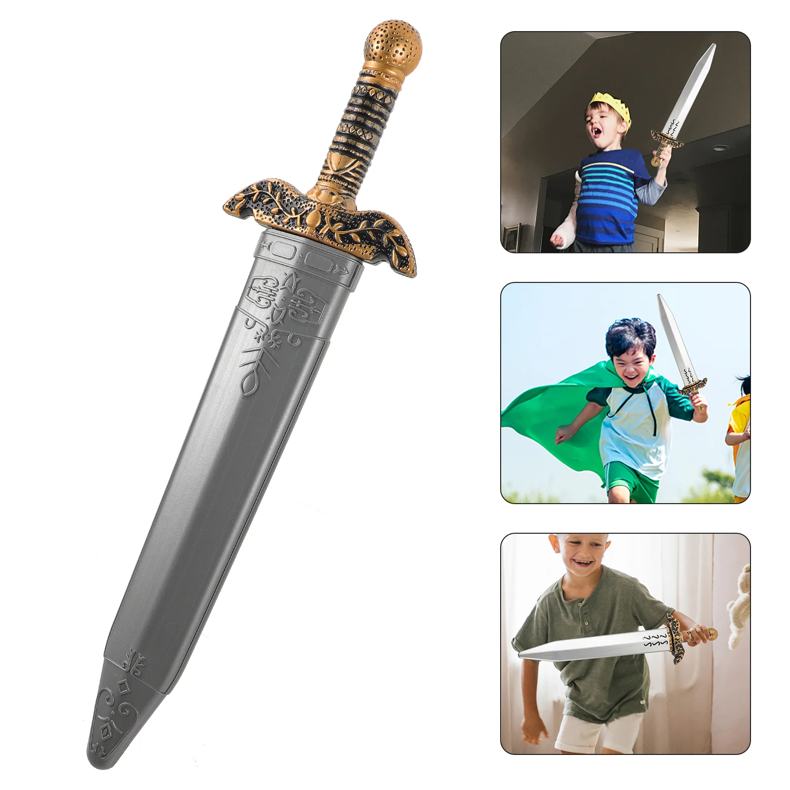 

Nordic Viking Costume Accessory Pirate Halloween Knight's Sword Plaything Silver Wear-resistant Toy