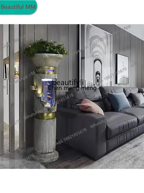 Creative Nordic Living Room Water Fountain Fish Tank Modern Light Luxury TV Cabinet next to Floor Ornaments