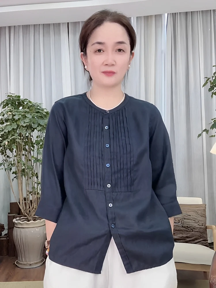 

Повседневная женская рубашка Han Haax с 60-ю стежками, новая весенняя модель, укороченная, удобная, дышащая, прямого кроя, для повседневной носки