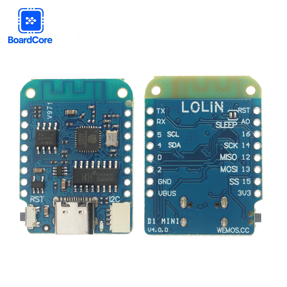 LOLIN D1 Mini V4.0.0 WIFI Internet ESP8266 Development Board 4MB WiFi Development Module for Arduino IDE/MicroPython Type-C Port