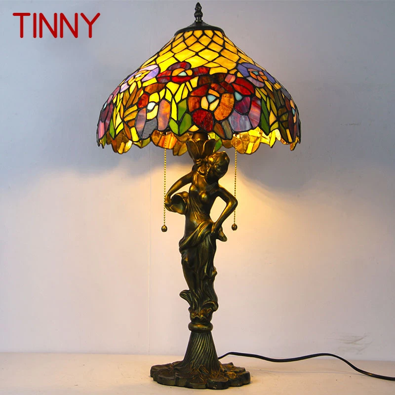 TINNY Tiffany Table Lamp LED Creative Exquisite Color Glass Desk Light Decor For Home Study Bedroom Hotel Bedside