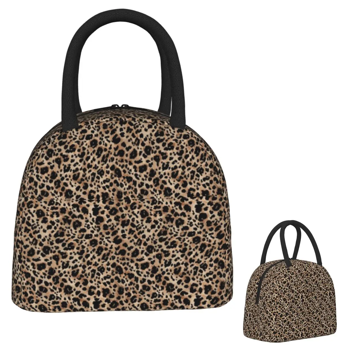 

Brown Leopard Pattern Insulated Lunch Bag for Women Kids Portable Food Boxes Thermal Lunch Box Tote