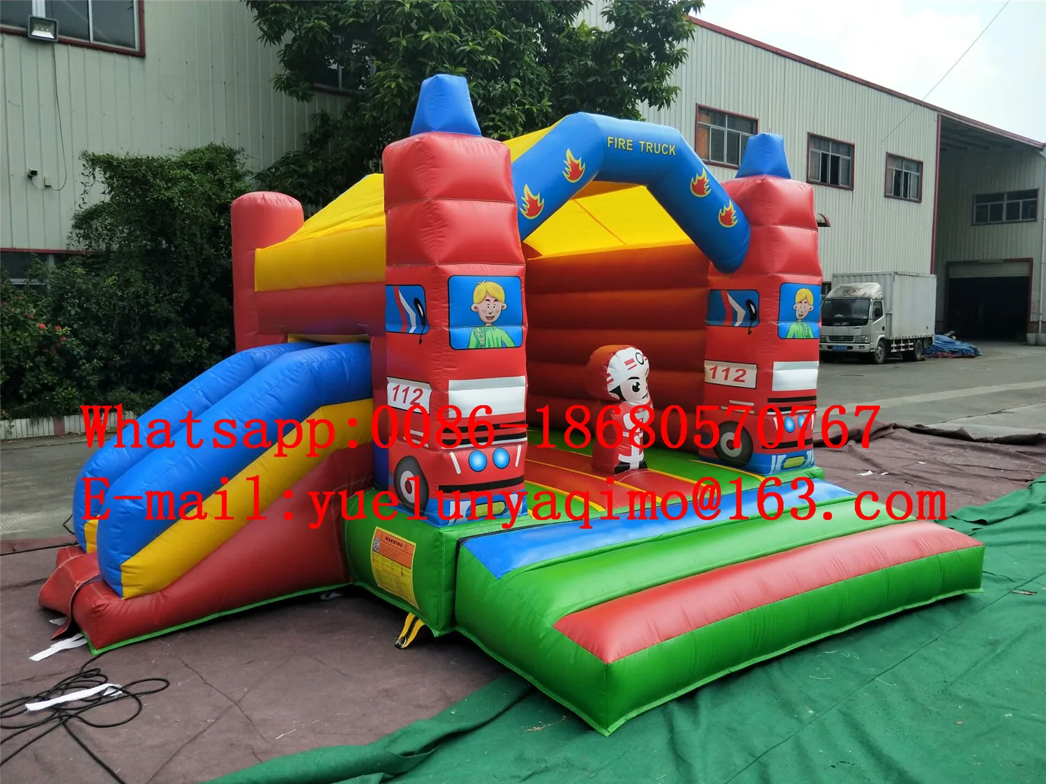 

Manufacturers sell fire truck inflatable pool slide castle trampoline combination YLY-041