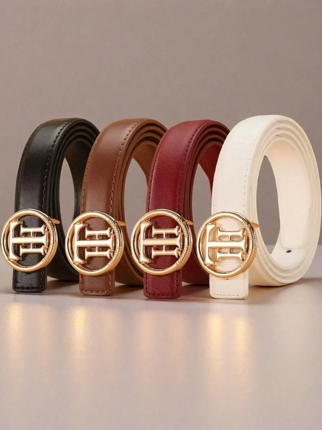 1pc  New Letter Smooth Buckle 2.5cm Wide Women's Belt, Classic Fashion Personalized Design, Versatile Match With Jeans, Great Mo