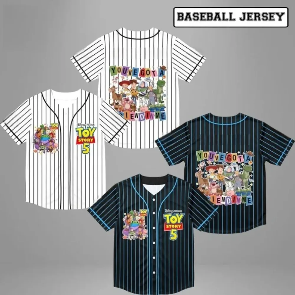 Costumes à la mode de Toy Story, maillots de sport personnalisés à col en V et manches courtes pour la saison 5 du film d'animation, impression 3D, maillots de baseball