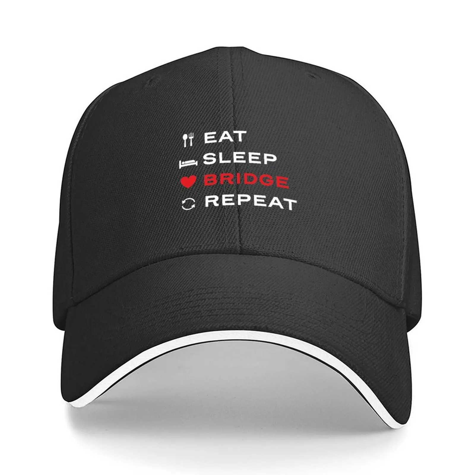 

Eat. Sleep. Bridge. Repeat. For duplicate bridge players Baseball Cap Sports Cap custom Hat Icon Caps Male Women's