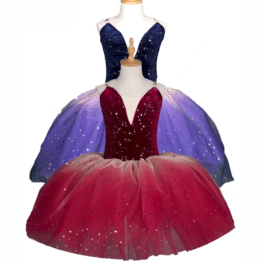 Kids Sequin Dance Costume Girls Ballet Dress Tutu Sparkle Bling Bing Skirt Red Blue Fairy Princess Ballerina Party Dress