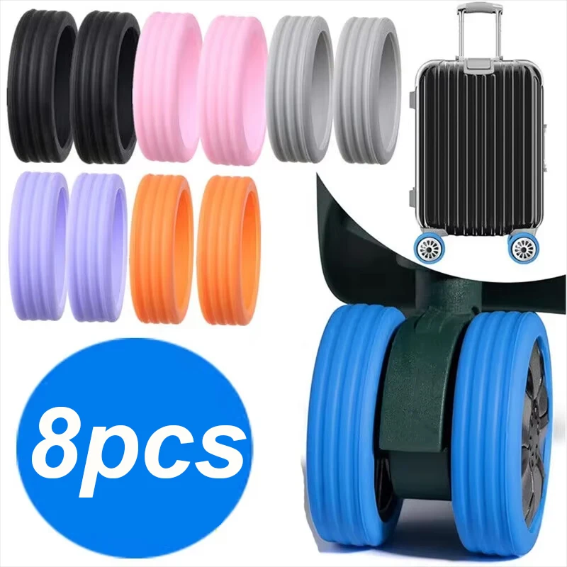 

8PCS Silicone Wheel Protector Luggage Compartment Wheel Protect Cover Trolley Case Silent Caster Sleeve Suitcase Accessories