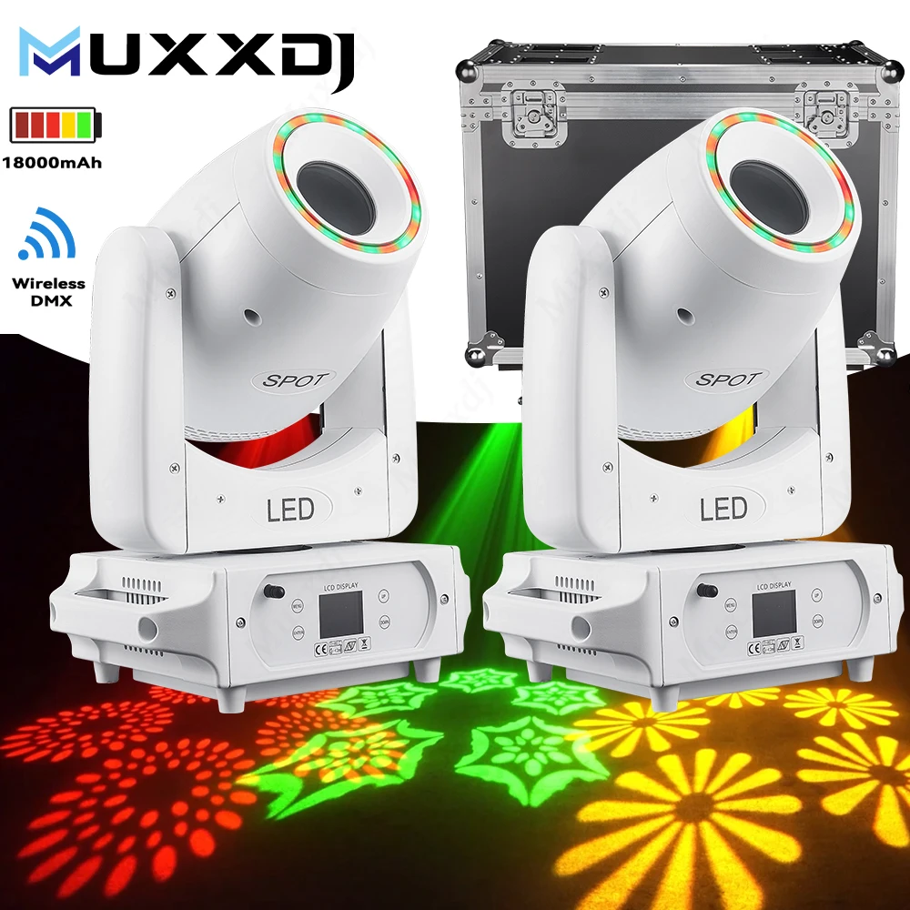 

MUXXDJ 2pcs With Case 100w BPM Spots Moving Head Wireless DMX Battery Power Sharpy Lights for DJ Wedding Party Event Stage
