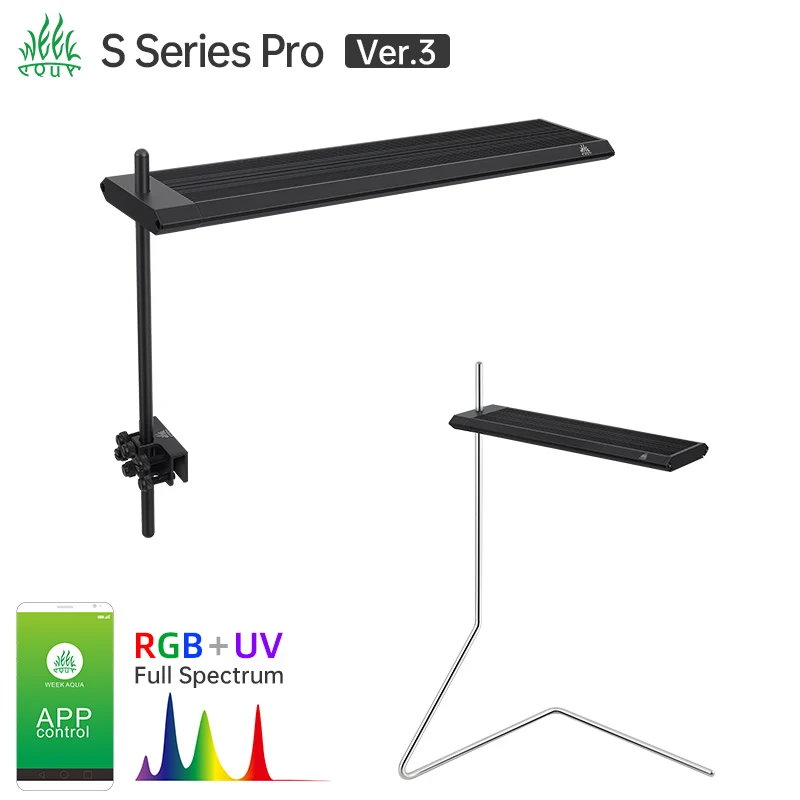 Week Aqua S Series Solo LED Aquarium Light RGB UV Full Spectrum Clip on Lamp for Planted Tank
