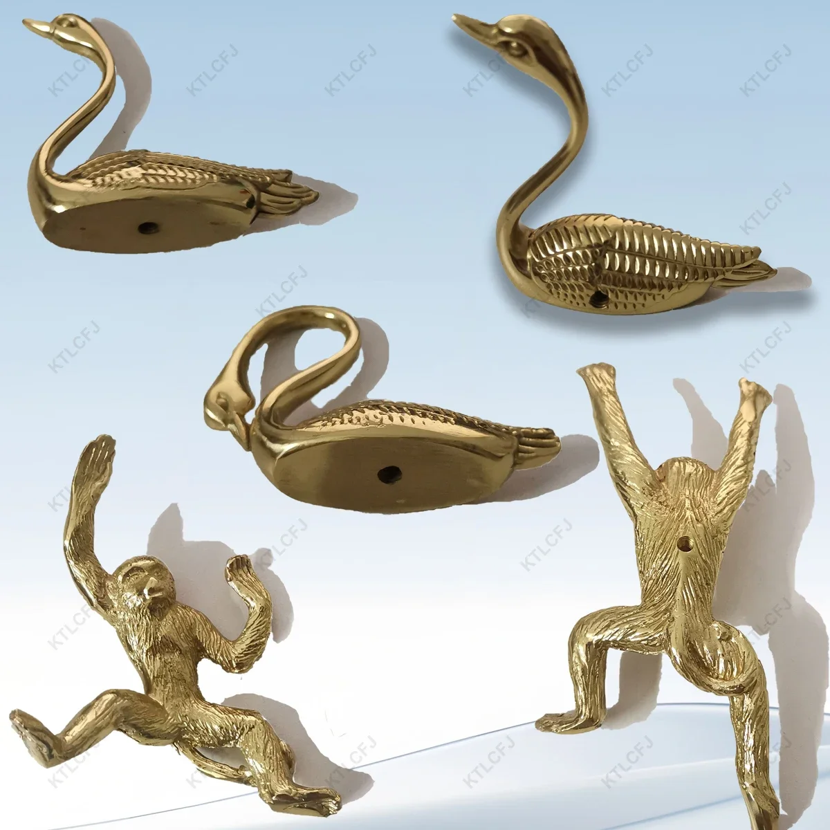 Pure Copper Handle Cabinet Wine Cabinet Drawer Cabinet Door Handle Copper Natural Light Color Animal Shaped Handle image 5