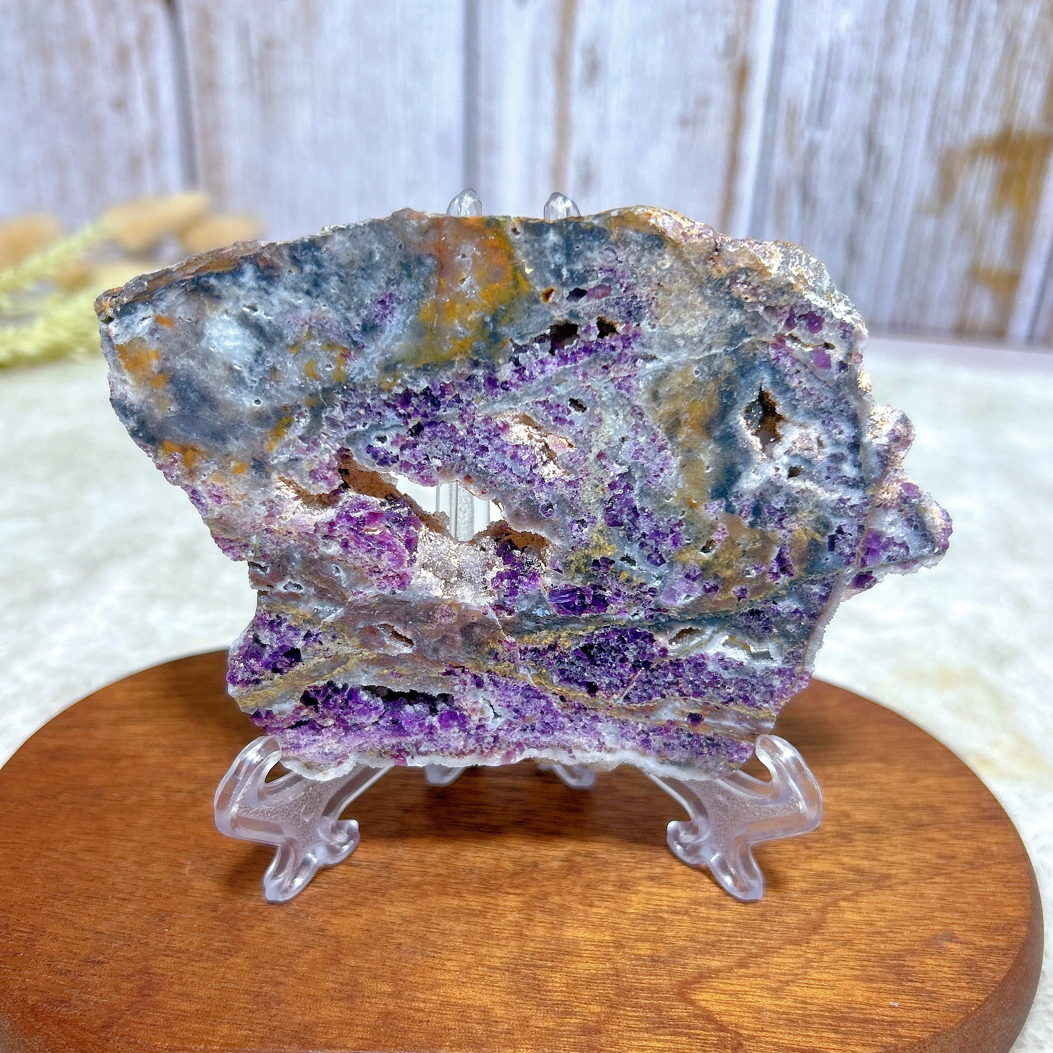 

Healing Natural Crystals Purple Sphalerite Slab Slice Gemstones mediation Mineral Energy Home Decorations Gift