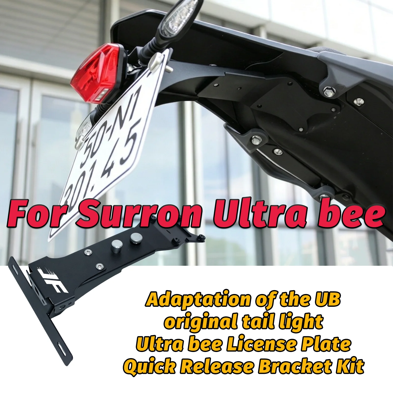 For Surron Ultra Bee Improved License Plate Bracket Kit with Quick-Release Design Backlight Bracket for Enhanced Visibility UB
