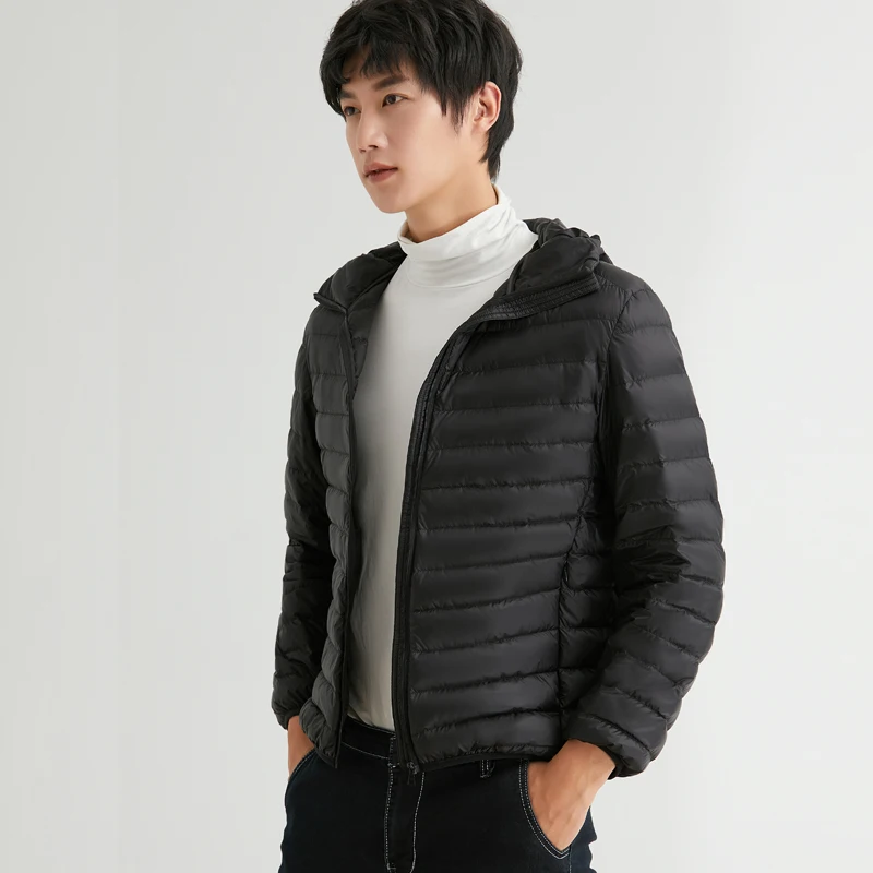 Man 90% เป็ดลงHooded Jacketฤดูหนาวฤดูใบไม้ร่วงเสื้อผู้ชายUltra Lightแจ็คเก็ตWarm Outwear Parkasกลางแจ้งแคมเปญเสื้อผ้า