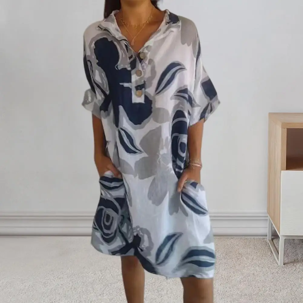 

Simple Fashion Dress Floral Printed A-line Maxi Dress for Women for Office Party or Beach Boho Style Long Dress with for Spring