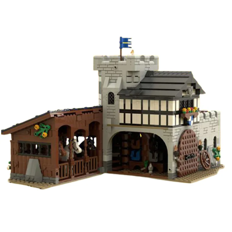 

MOC Creative Expert Falcon's Stable Building Blocks Medieval fortress Street View house model bricks kid toys Birthday gifts