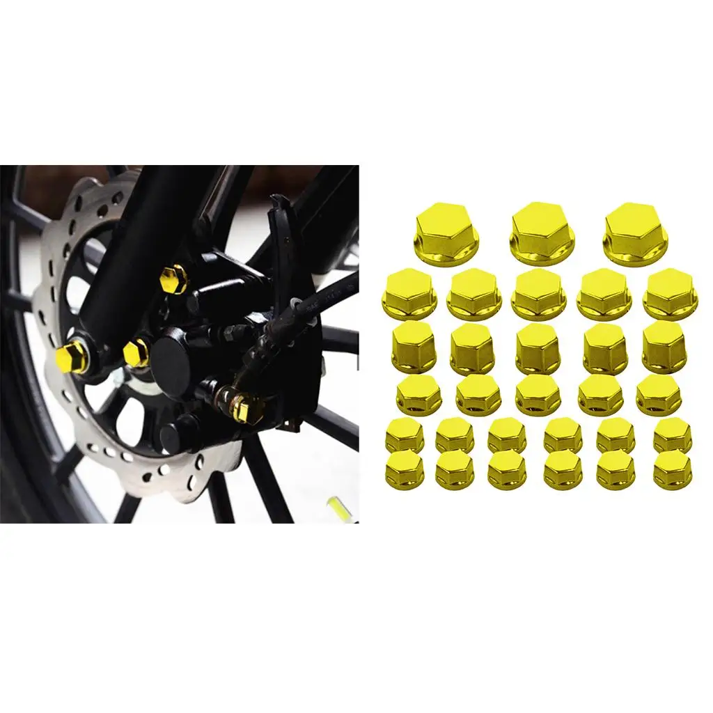 Motorcycle Screw Nut Cap Set Thirty Pieces Chrome Plating Plastic Nut Bolt Cover Universal Fit for Accessories for Motorcycles