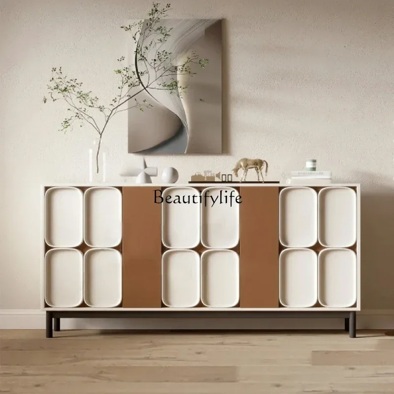 

Italian minimalist side cabinet light luxury solid wood modern minimalist entrance locker