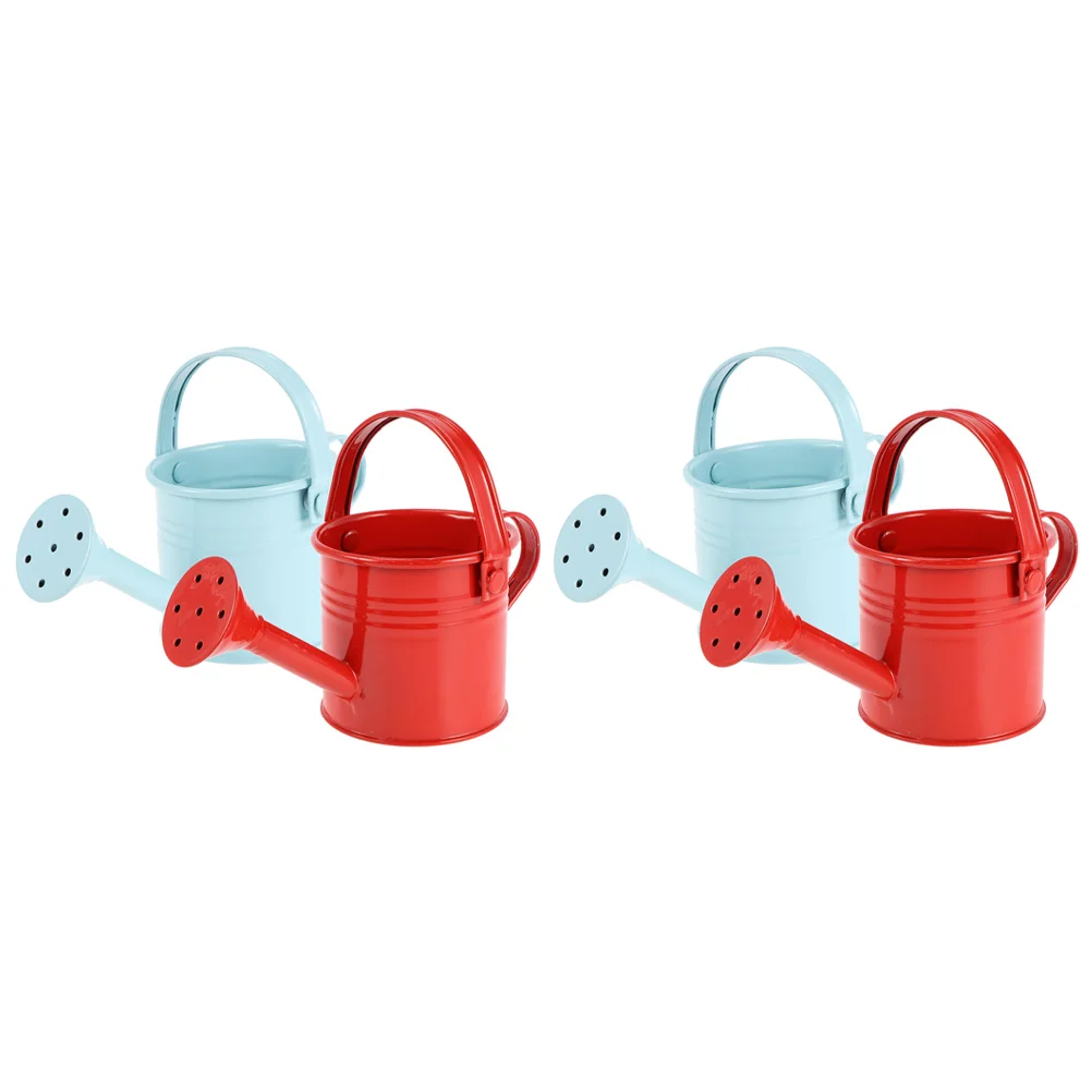 

4pcs Tin Watering Can Kids Garden Tool Iron Sprinkler Plants Leakproof Thick Base Long Spout Gardening Can