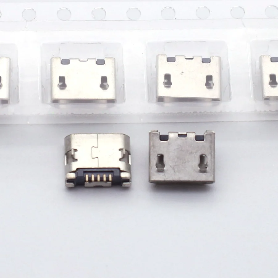 100pcs micro USB 5pin 5.9mm DIP2 no side B type Flat mouth without curling side Female Connector For Mobile Phone Mini USB