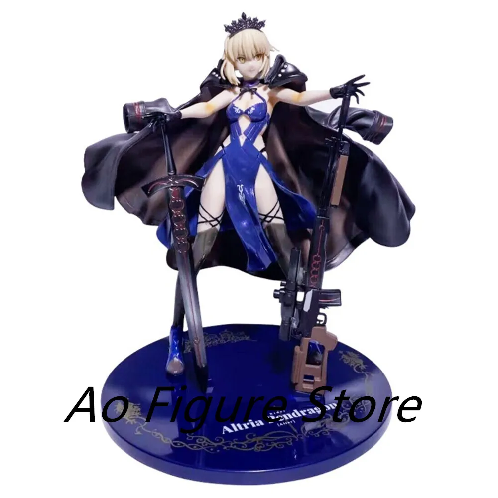 Anime Fate/Stay Night Saber Figure 25cm PVC Standing Model Black Dress Cloak Detachable Box-packed Toy Collect Ornaments Gift