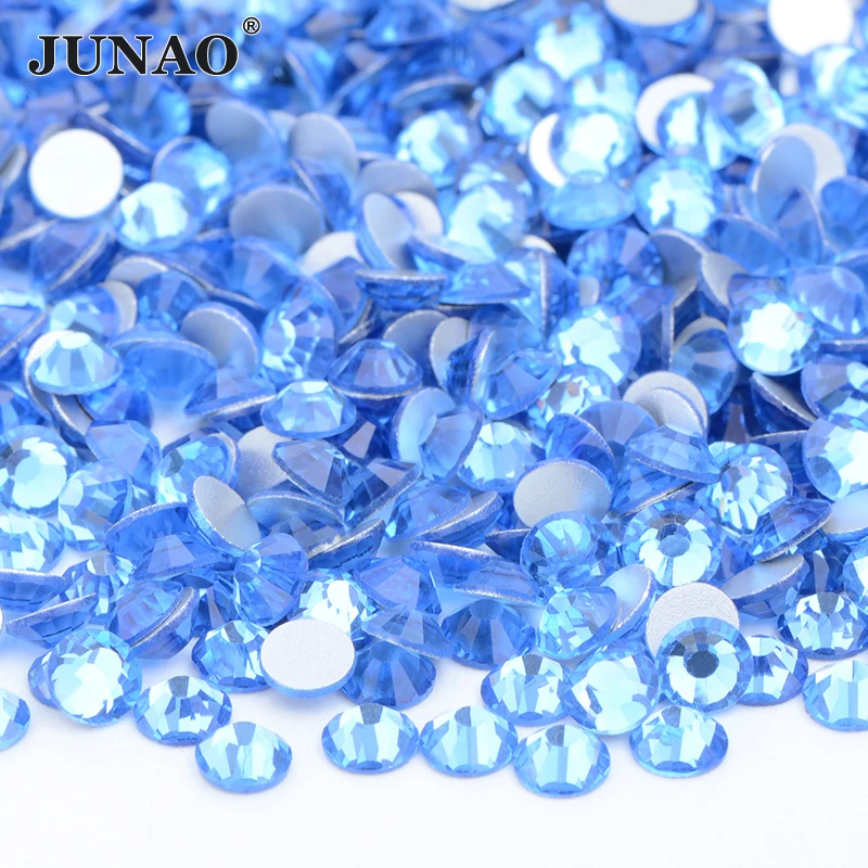 JUNAO SS3 4 5 6 8 10 12 16 20 30 Glitter Transparent AB Flatback Glass Crystal Rhinestone Glue On Stones For Nail Art DIY