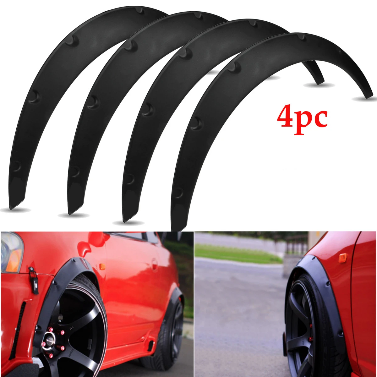 2inch 50mm Universal 4pcs Car Mudguard Flexible Fender Flares Extra Wheel Arch Protector For BMW E39 E46 E53 E90 E92 E93 E60 E61