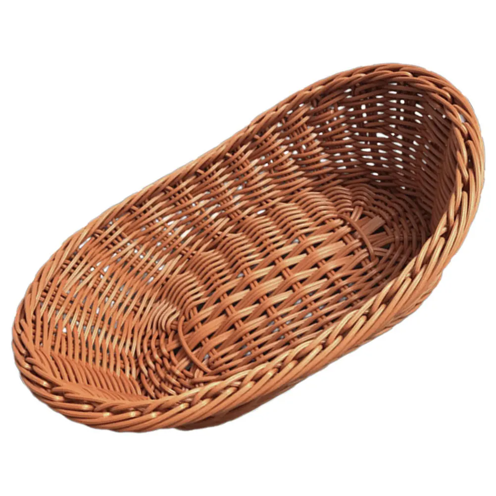 

Plastic Woven Basket Reusable Snack Container For Kitchen Fruit Bread Storage Retro Desktop Organizer Multi-Function