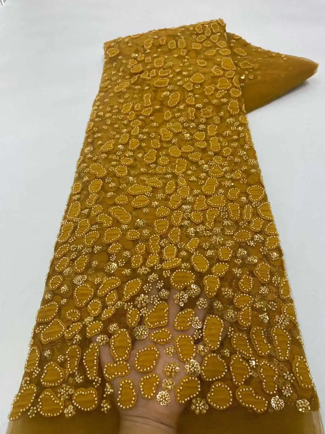 Tessuto di pizzo africano con paillettes 2025 Ricamo francese Pizzo da sposa da sposa con perline di tulle di lusso di alta qualità