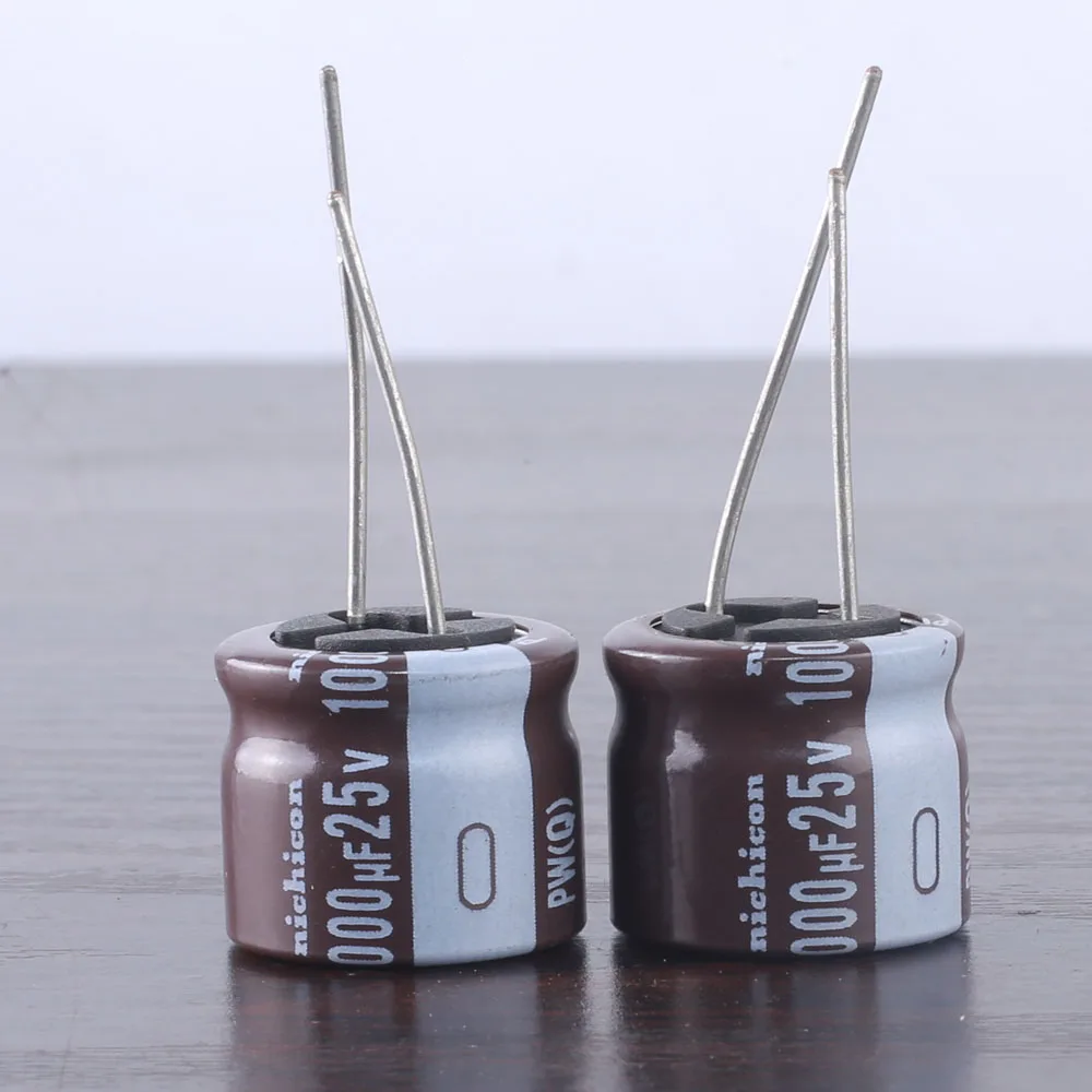 10 pces/100 pces 1000uf 25v nichicon pw série 12.5x20mm baixa impedância longa vida 25v1000uf alumínio capacitor eletrolítico