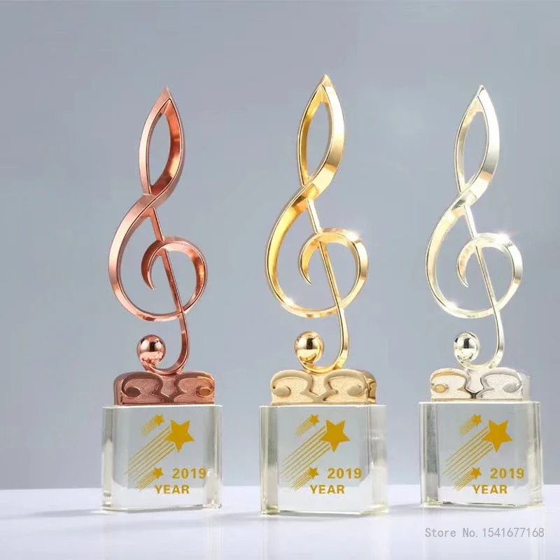 Customized Music Notation Crystal Trophy Lettering Medal Excellent Singer, Speech, Competition, Award, Gold, Silver, Copper, 1Pc