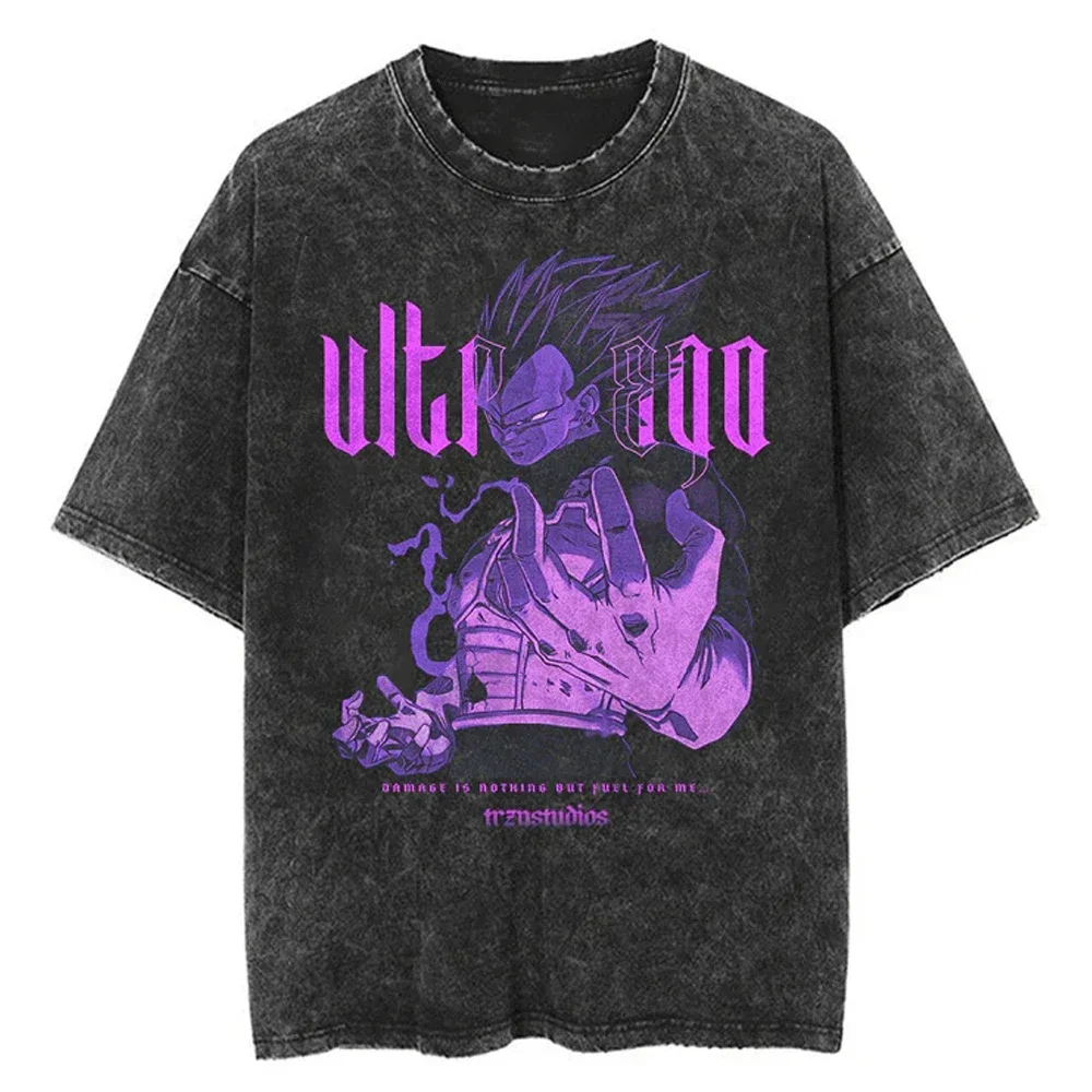

Comfort Fabric Saiyan Hero Washed Tee Unisex Full Age Range Casual Streetwear Shirts