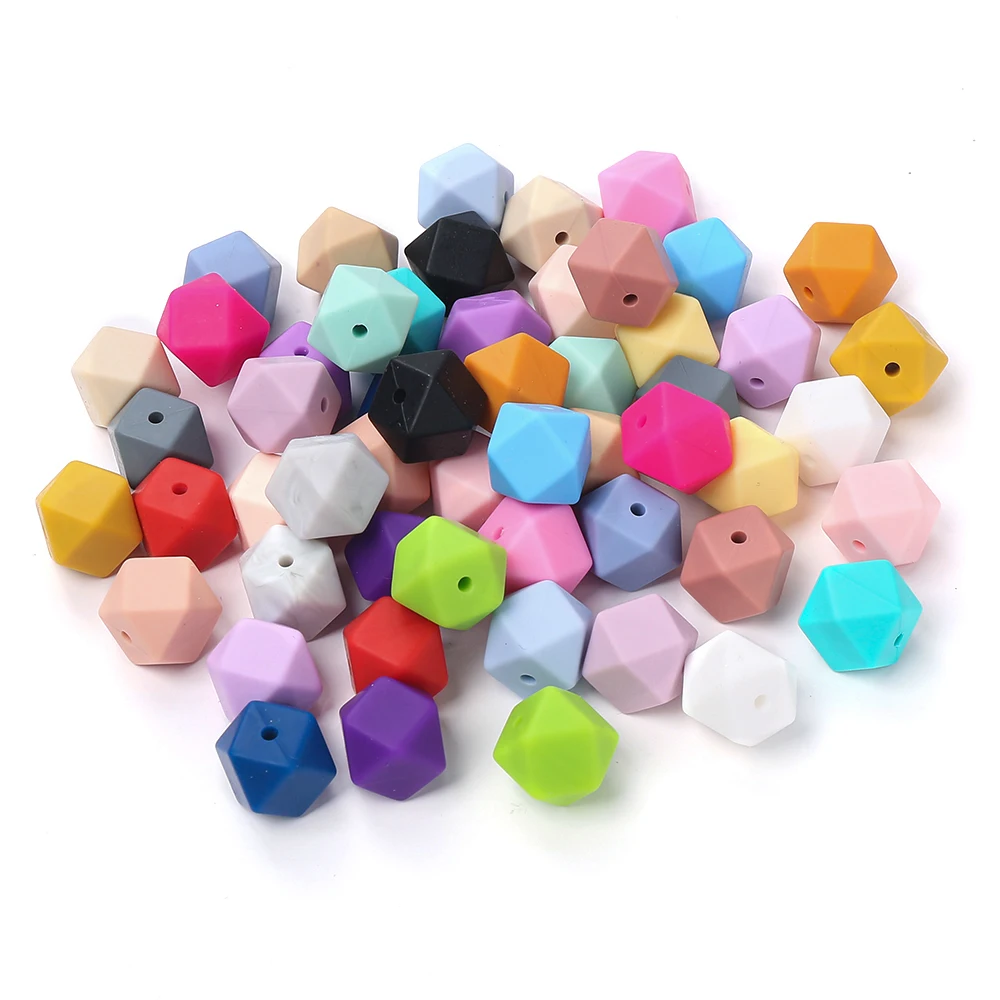 10Pcs 17mm Octagonal Silicone Beads Food Grade Teether Beads For Making Baby Nursing Teething Toys Pacifier Chian Necklace