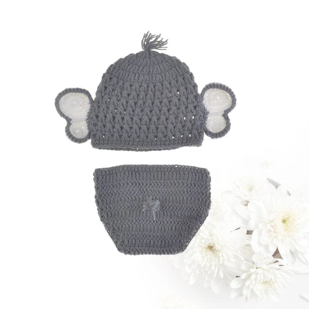 

Elephant-shaped Baby Clothing Photo Shoot Costumes Knitted Hat Props Infant Photography Studio Use Hand Knitting Designs