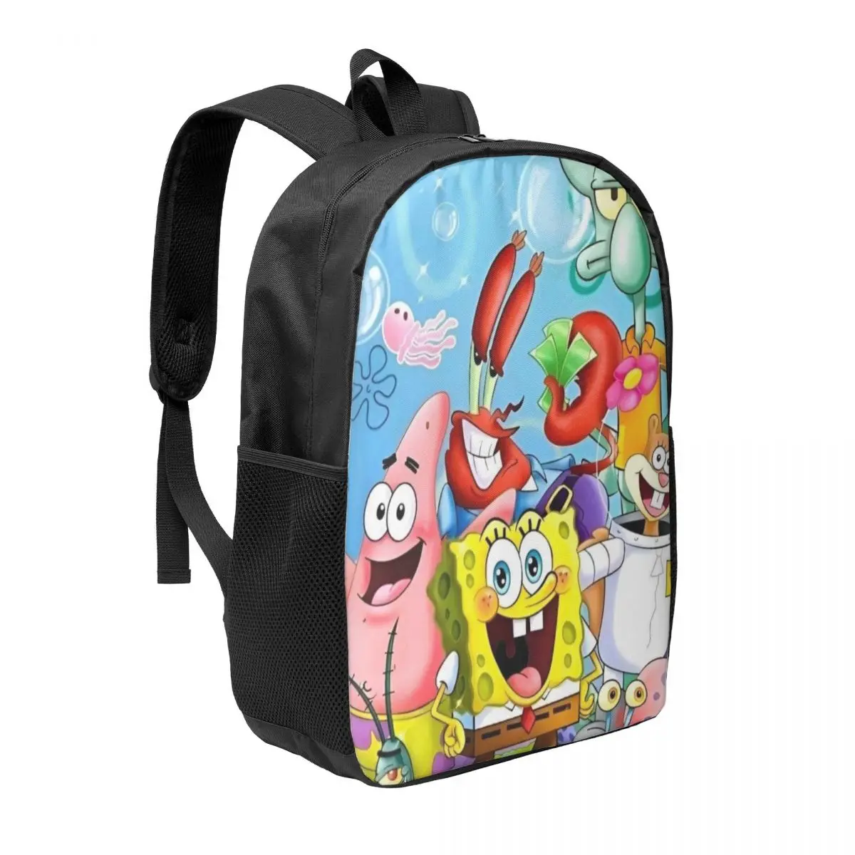 Spongebob 17-Inch Simple Student Backpack - Lightweight and Spacious School Bag for Boys and Girls