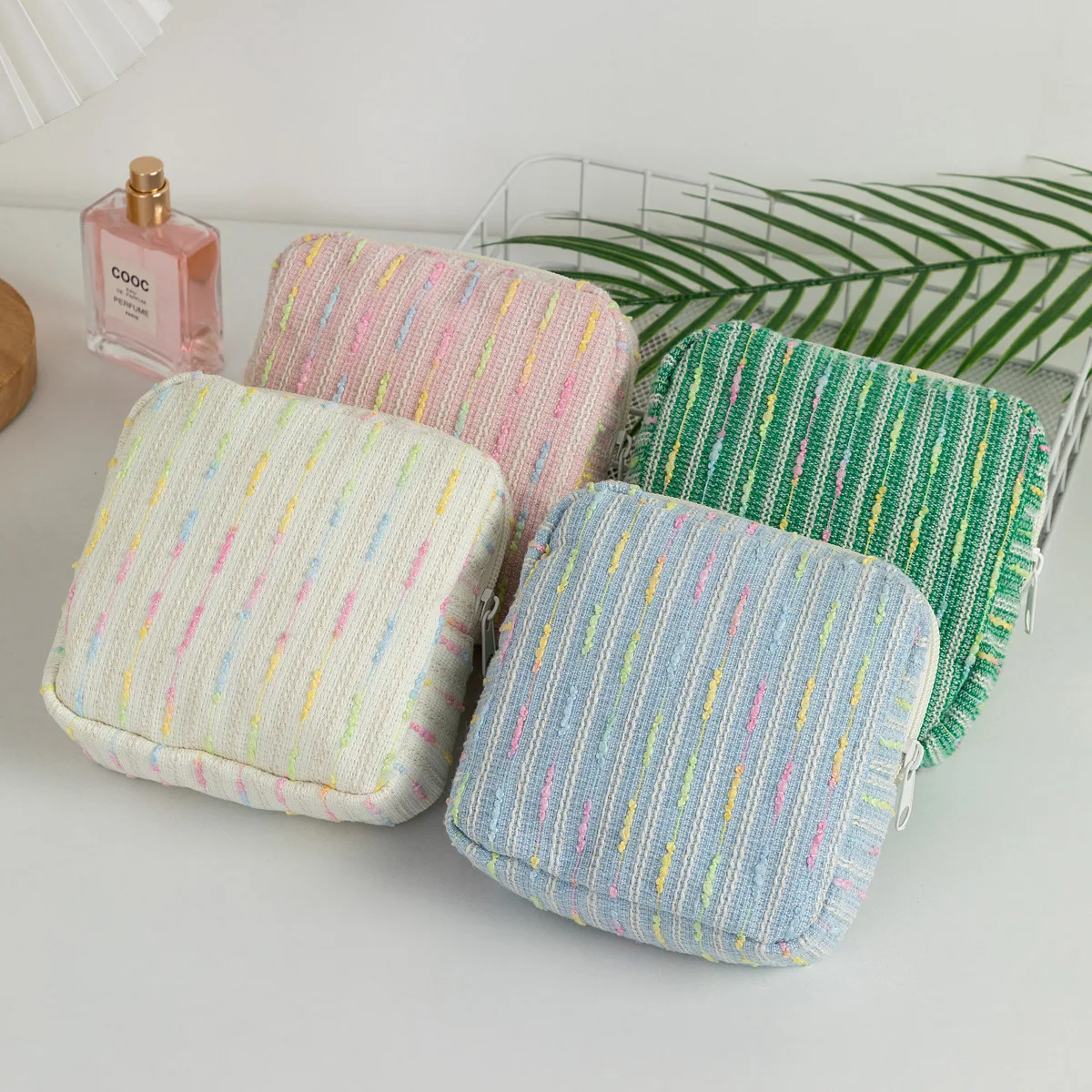 Japanese Rainbow Striped Cosmetic Bag Roomy Portable Storage Bag For Cosmetics Lipsticks Sanitary Pads Travel Washing For Girls