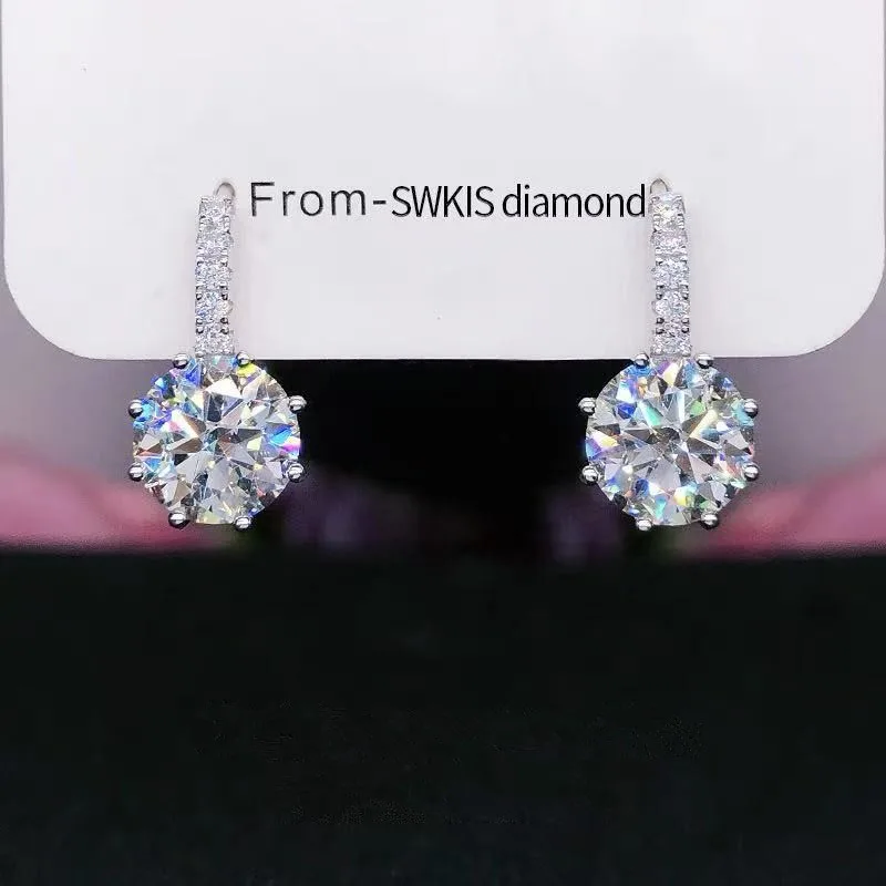 

Bestselling 925 Sterling Silver Small and Exquisite Hoop Earrings with 4ct Moissanite Pendant Women's Jewelry Wedding Accessorie