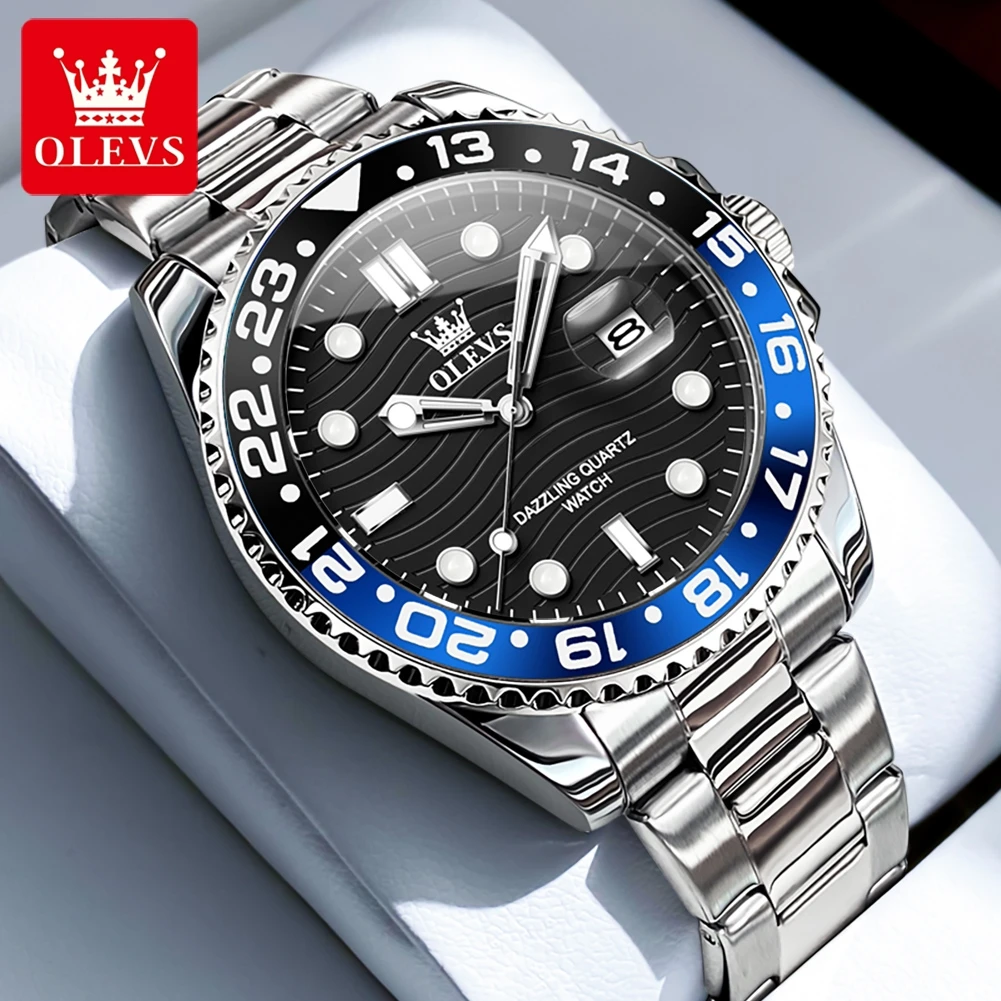 OLEVS 3610 Diving Watches for Men Luxury Top Brand Original Quartz Men's Wristwatch Auto Date Waterproof Luminous Hand Clock image 3
