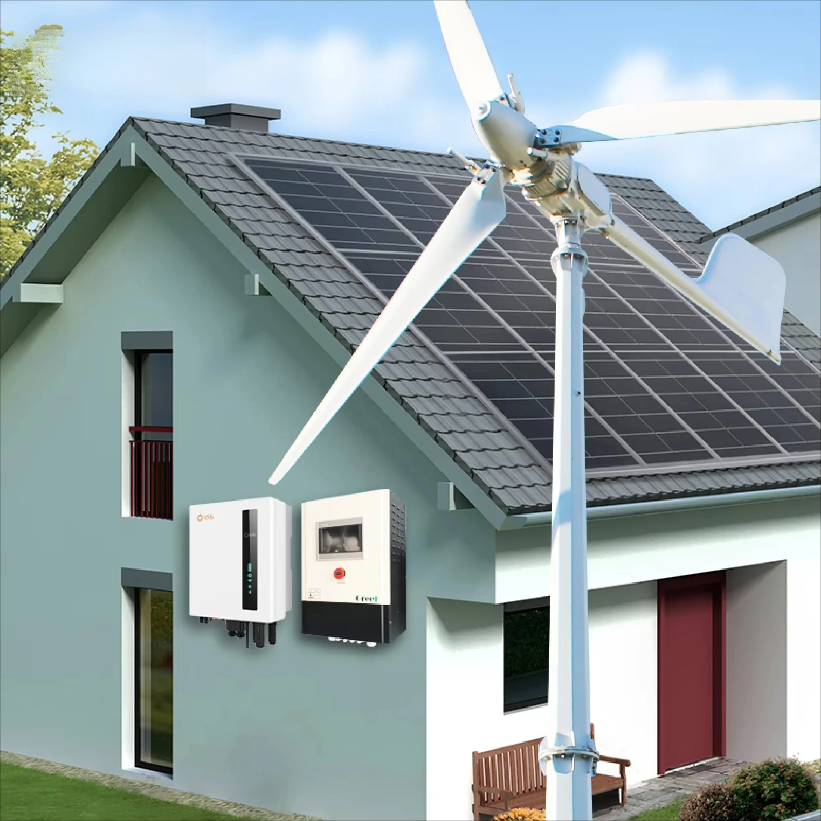 5000w 10000w Home Hybrid Solar Wind Power Generator for Garden