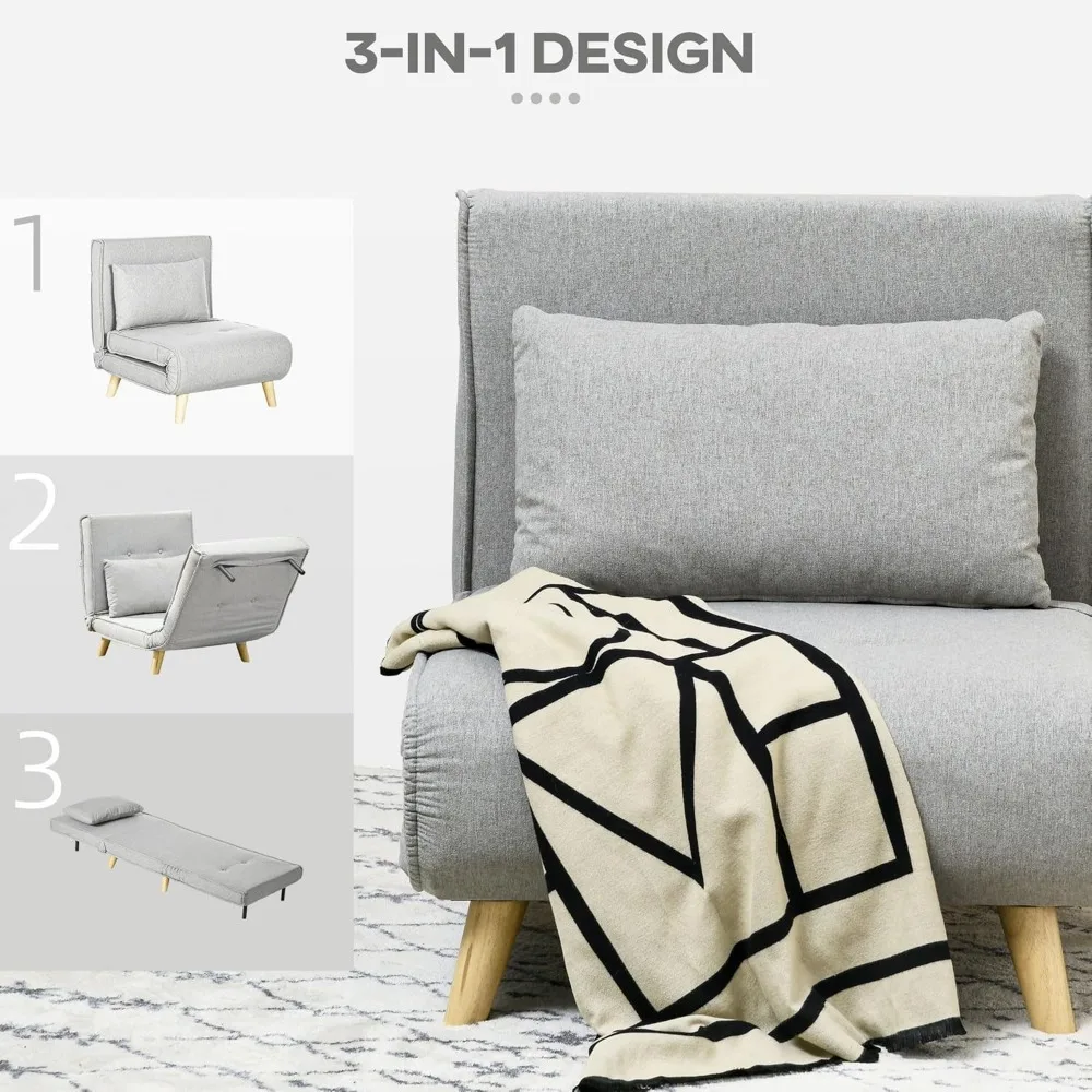 سرير أريكة قابل للتحويل متعدد الوظائف 2 في 1، كرسي نوم بمسند ظهر قابل للتعديل لغرفة المعيشة وغرفة النوم، أثاث موفر للمساحة #6